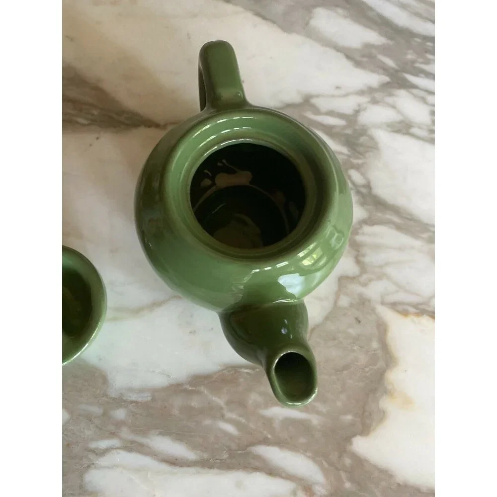 Vintage Green Ceramic Teapot‎ Lid 2-Cup Capacity Mid-Century Design